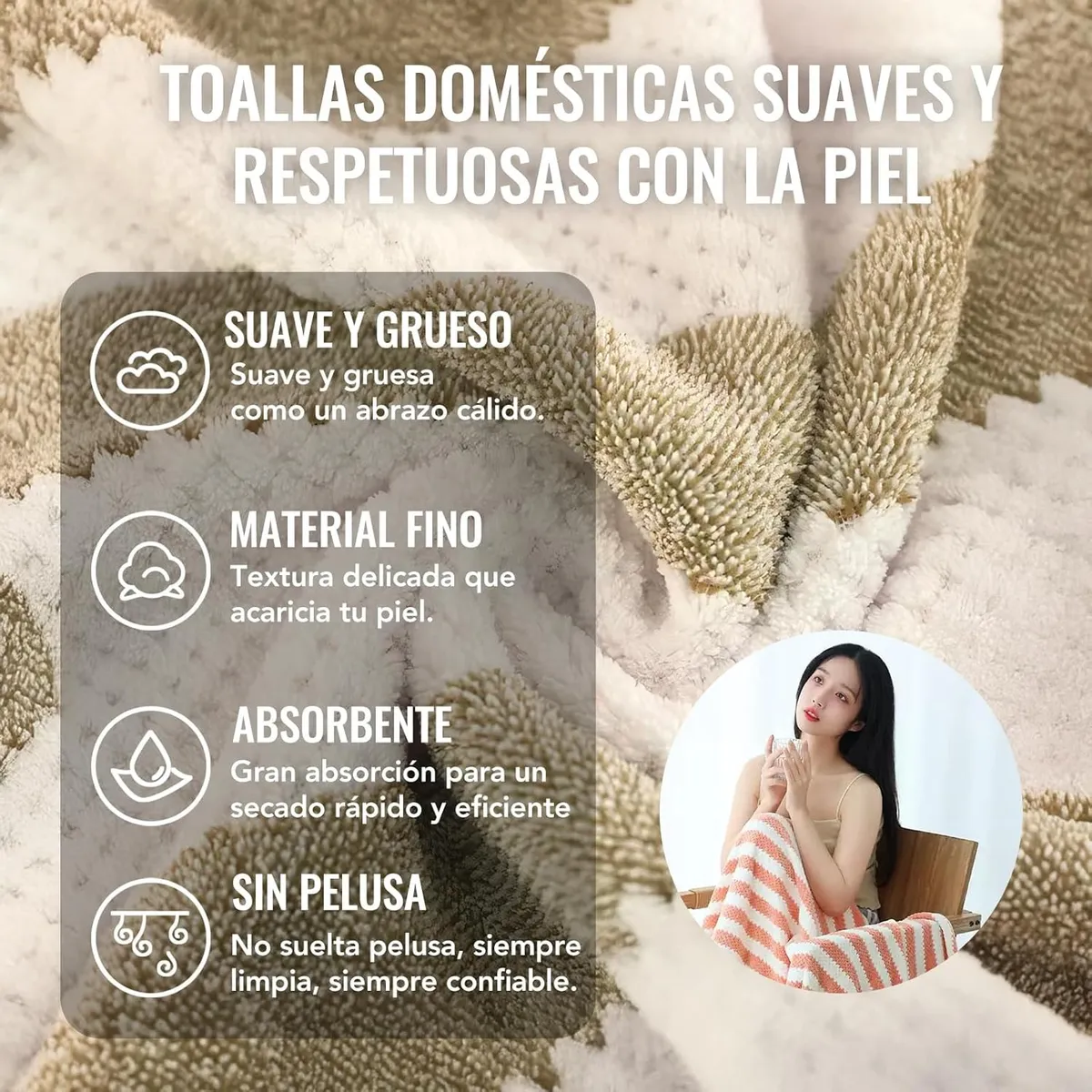 Foto 5 pulgar | ''4pcs Toallas Para Baño Belug Grandes Juego De Toalla Baño 140*70cm Amarillo Blanco ''
