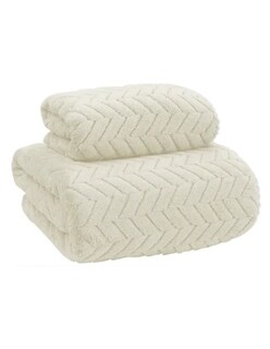 Foto 2 | 2pcs Tuallas Y Toalla Baño Completo Grande Lana Coral Suave Blanco + Termo Gratis Güish