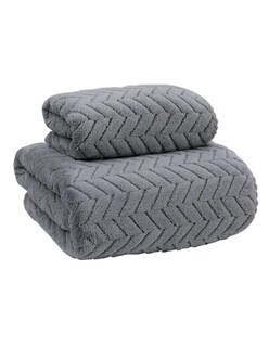 Foto 2 | 2pcs Tuallas Y Toalla Baño Completo Grande Lana Coral Suave Gris + Termo Gratis Güish
