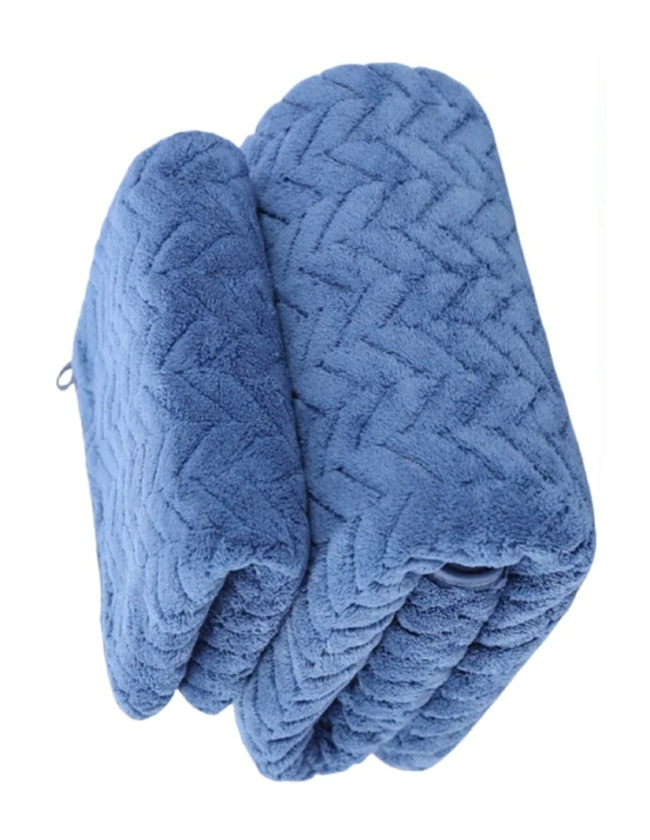 Foto 3 | 2pcs Tuallas Y Toalla Baño Completo Grande Lana Coral Suave Azul  + Termo Gratis Güish