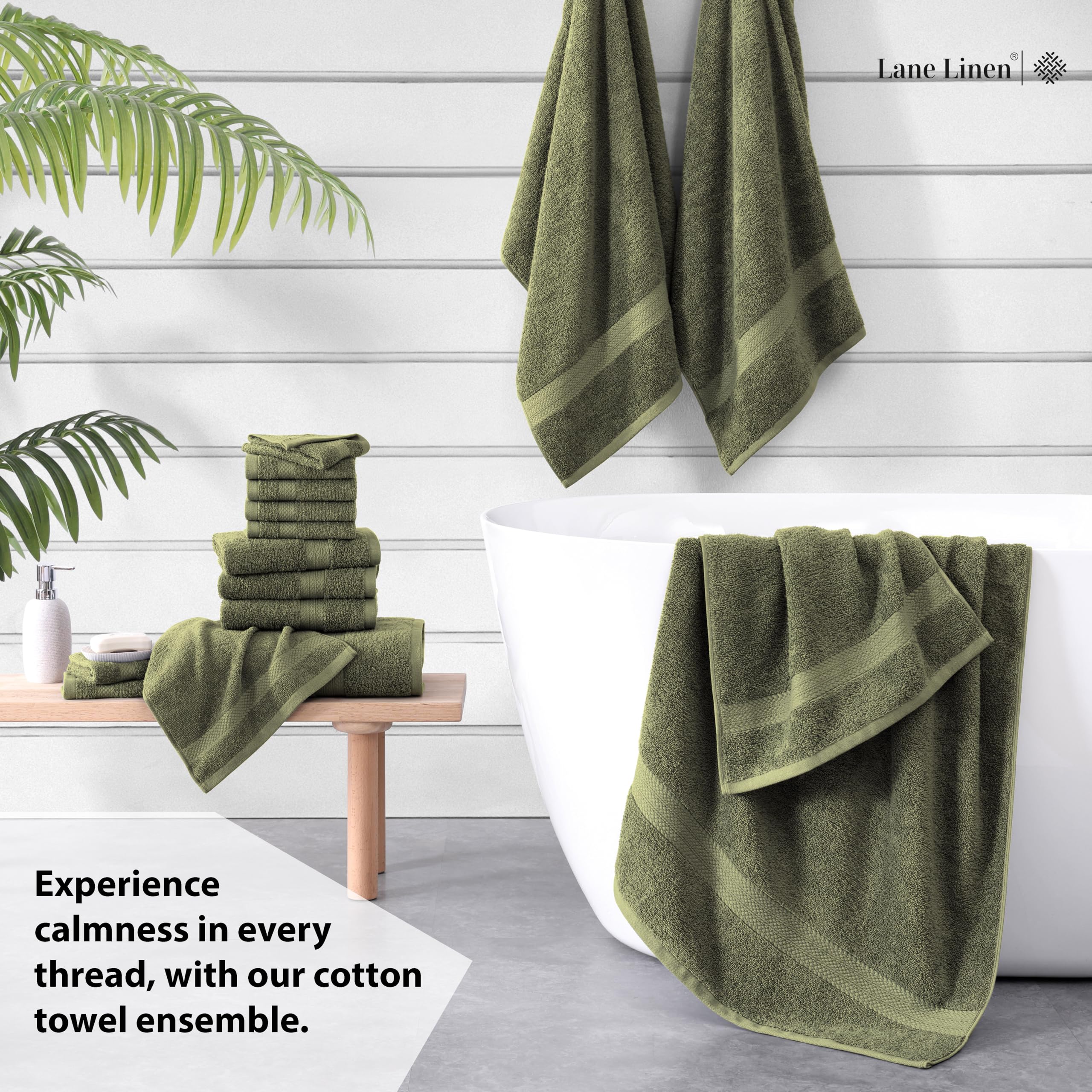 Foto 4 pulgar | Juego De Toallas De Baño Lane Linen  100% Algodón  600 G/m²  16 Piezas  Color Oliva - Venta Internacional.