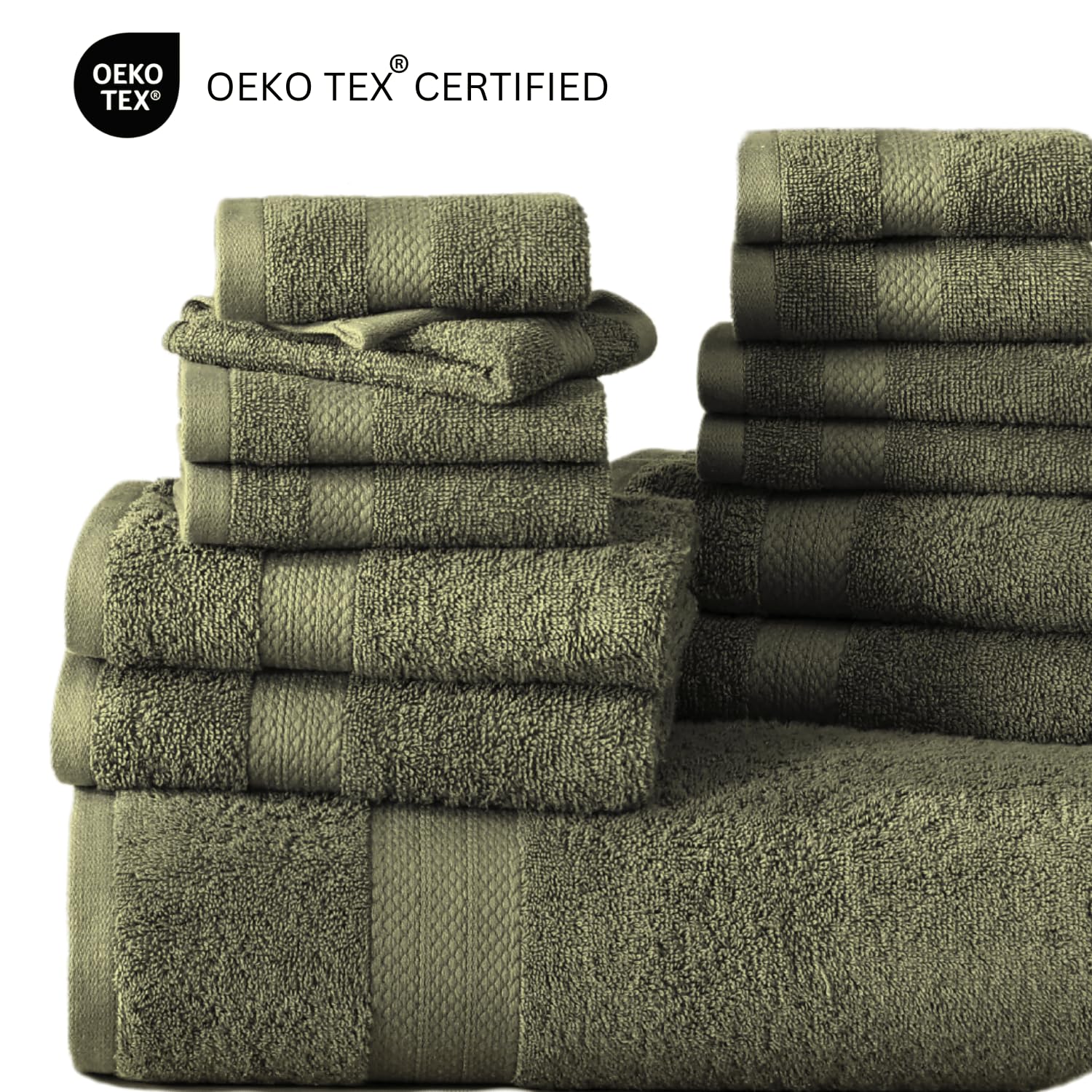 Foto 8 pulgar | Juego De Toallas De Baño Lane Linen  100% Algodón  600 G/m²  16 Piezas  Color Oliva - Venta Internacional.