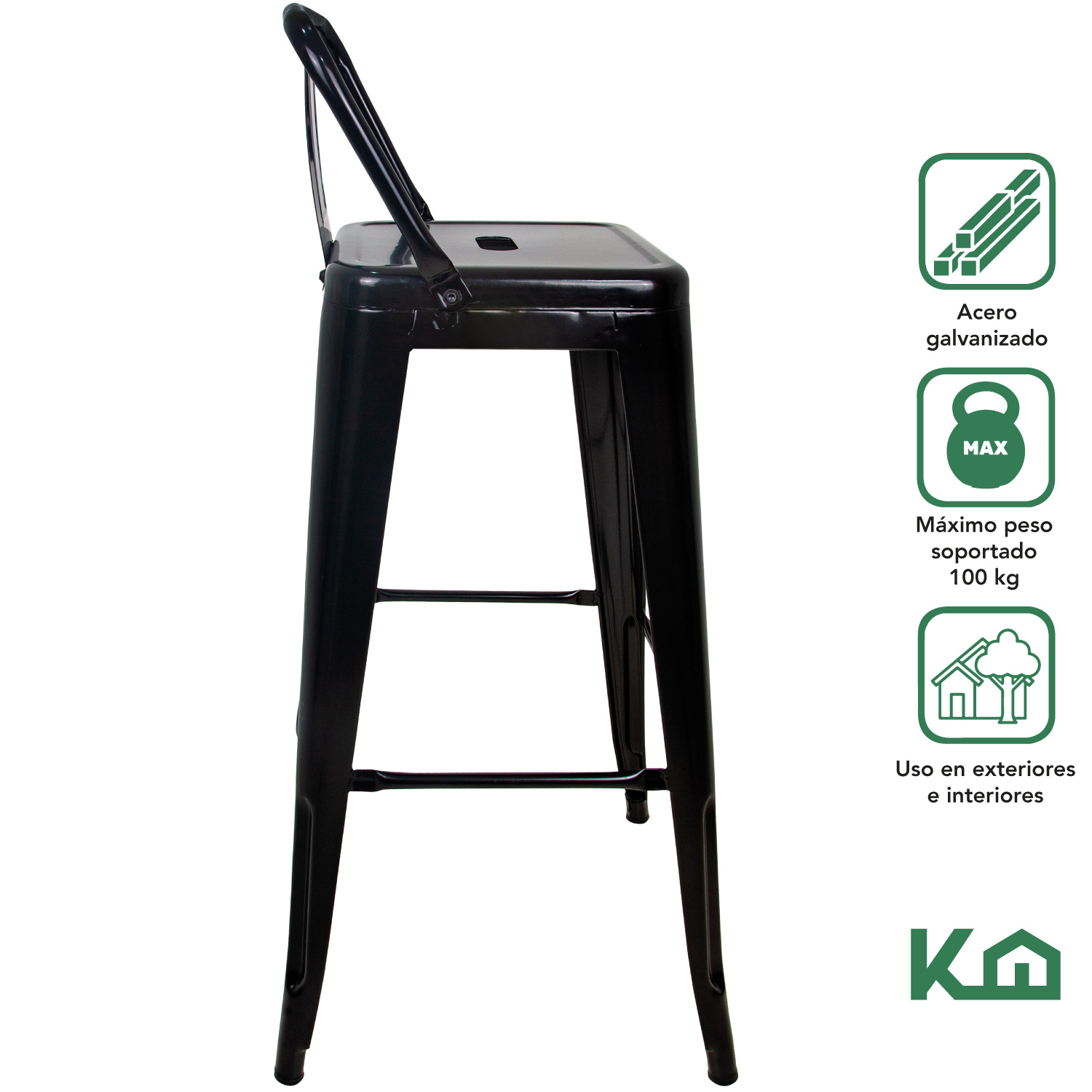 Foto 2 | Bancos Altos Tolix KingsHouse COMBO-KH-85 color Negro 4 Piezas