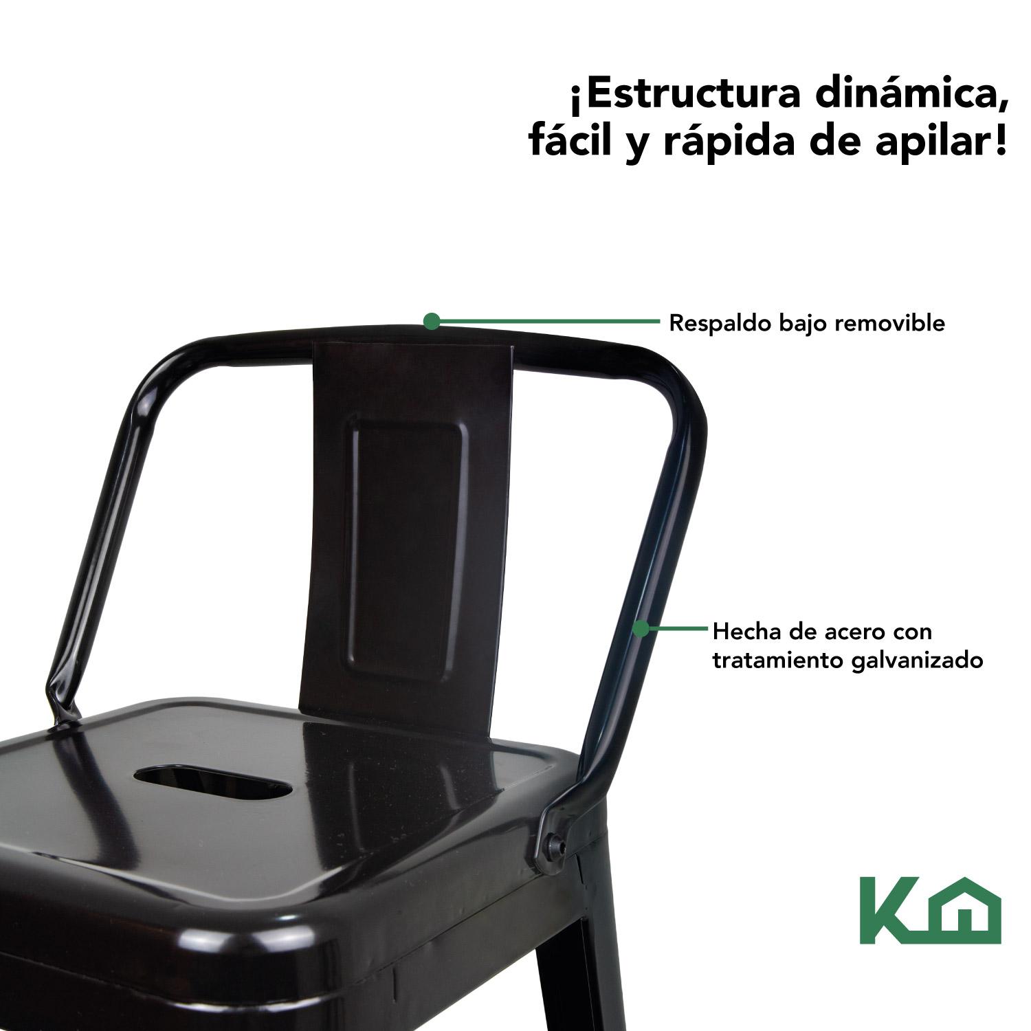 Foto 6 pulgar | Bancos Altos Tolix KingsHouse COMBO-KH-85 color Negro 4 Piezas