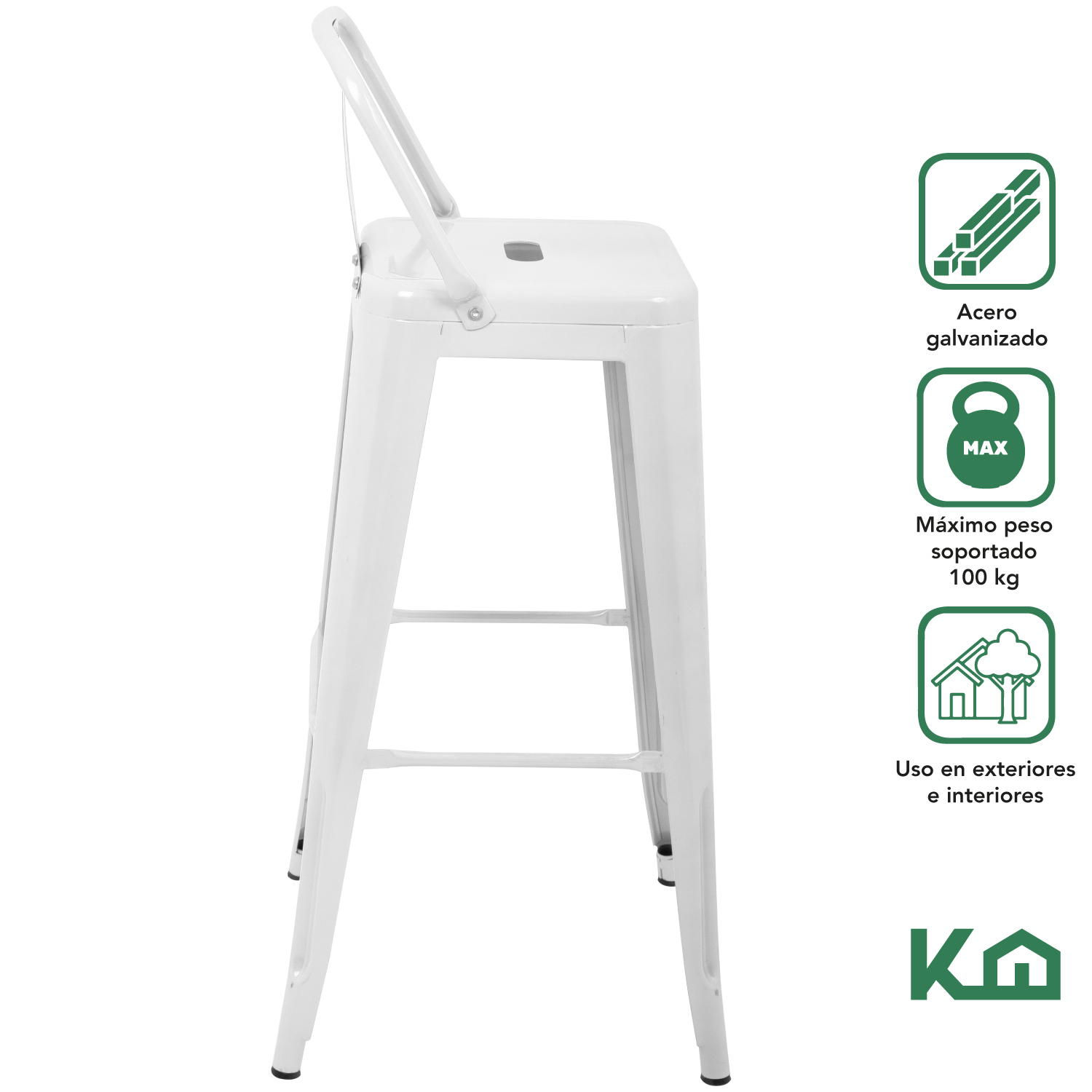 Foto 3 pulgar | Bancos Altos Tolix Kingshouse COMBO-KH-84 color Blanco 4 Piezas