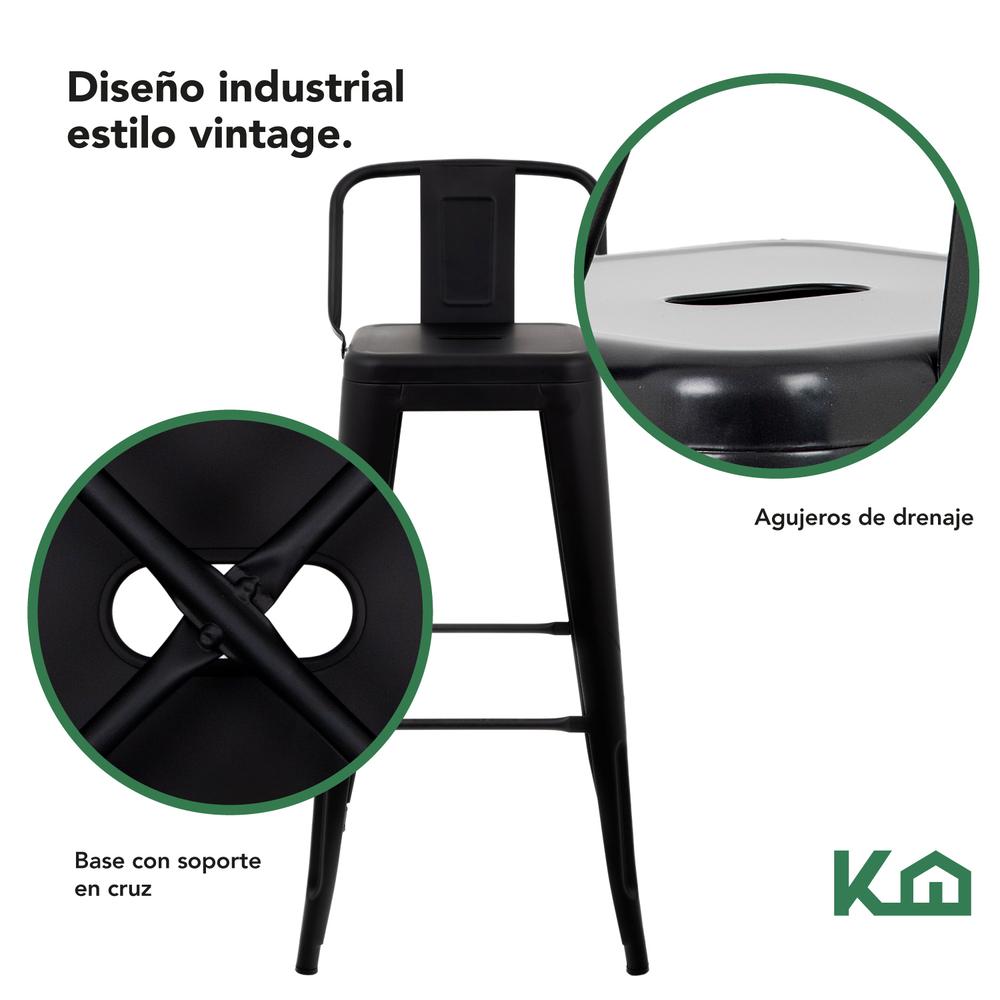 Foto 4 pulgar | Set 4 Bancos Tolix Altos Kingshouse Con Respaldo Silla Barra