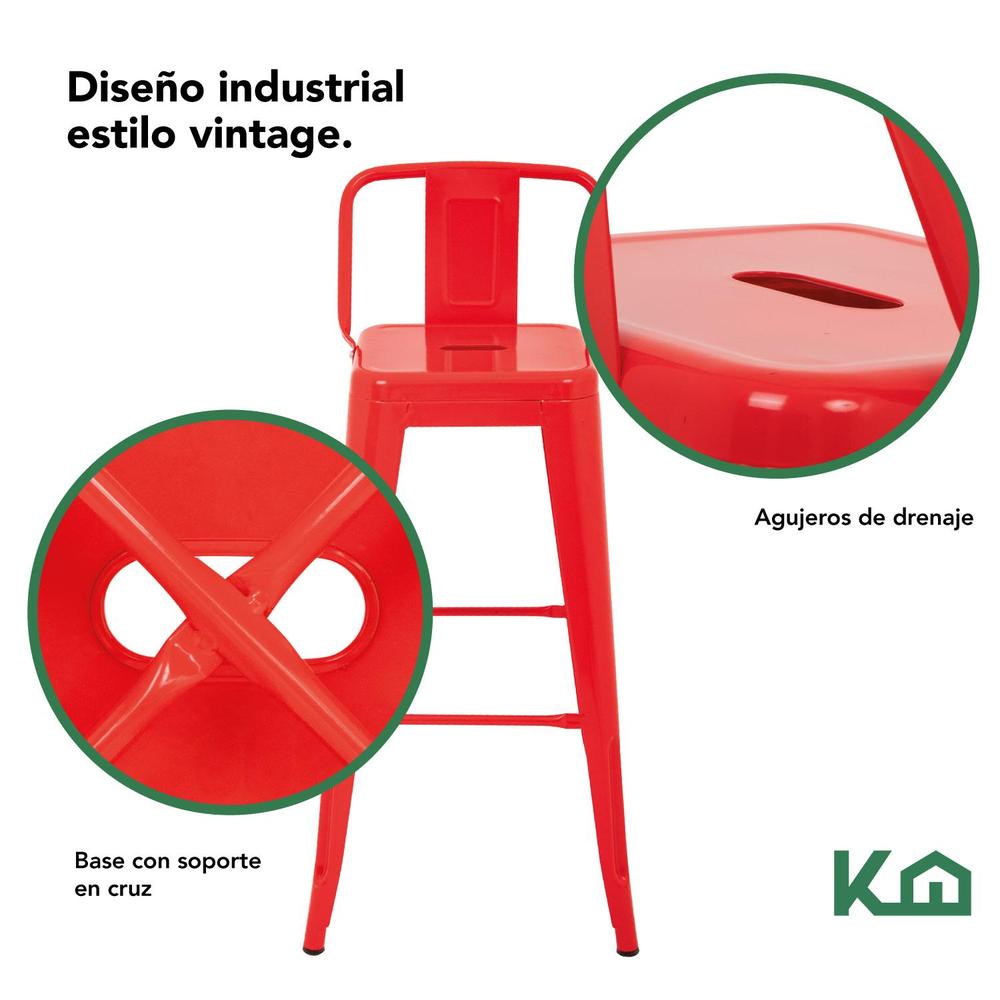 Foto 4 pulgar | Set 4 Bancos Tolix Altos Kingshouse Con Respaldo Silla Barra