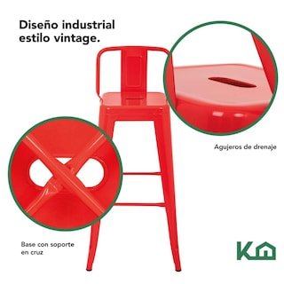 Foto 3 | Set 4 Bancos Tolix Altos Kingshouse Con Respaldo Silla Barra