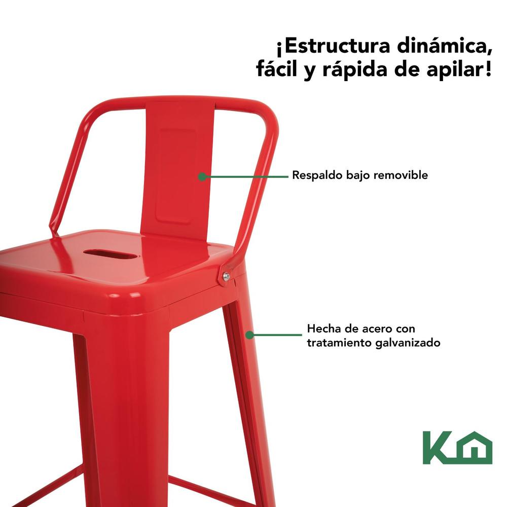 Foto 5 pulgar | Set 4 Bancos Tolix Altos Kingshouse Con Respaldo Silla Barra