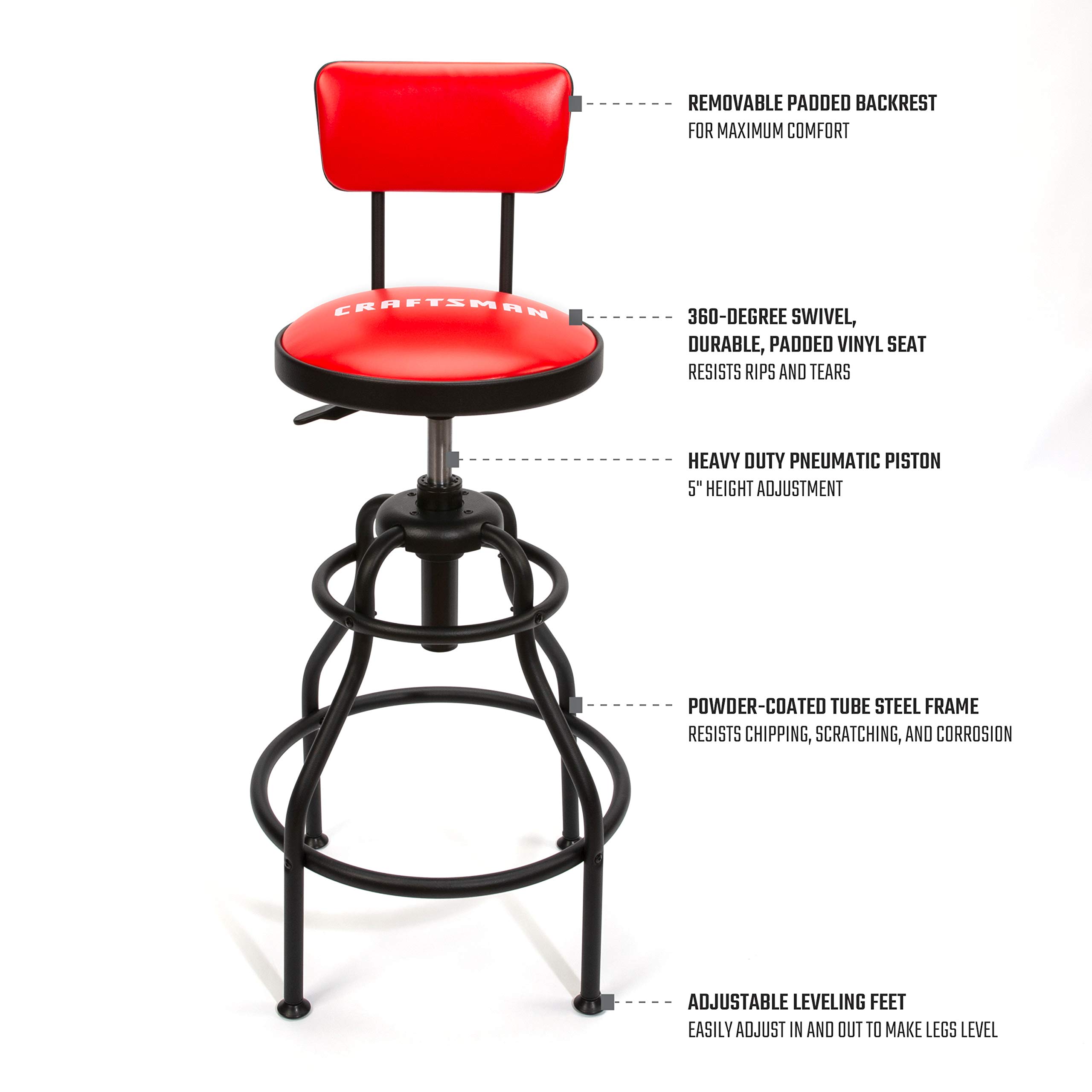 Foto 2 | Taburete Work Shop Craftsman, Altura Ajustable De 29 A 34 Pulgadas - Venta Internacional.