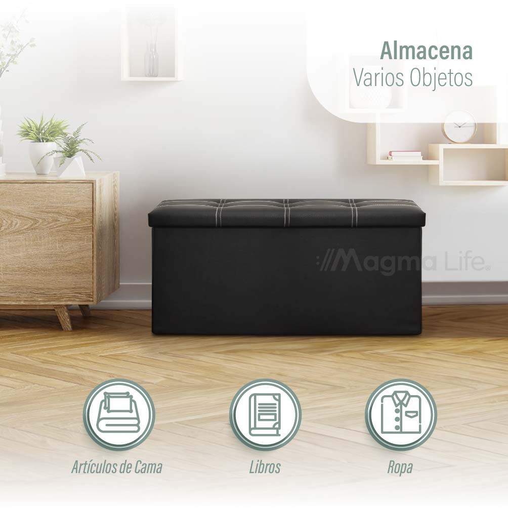Foto 4 | Magma Life Banco Plegable Multifuncional De Poliéster, Banco Multifuncional Con Espacios Para Almacenamiento So
