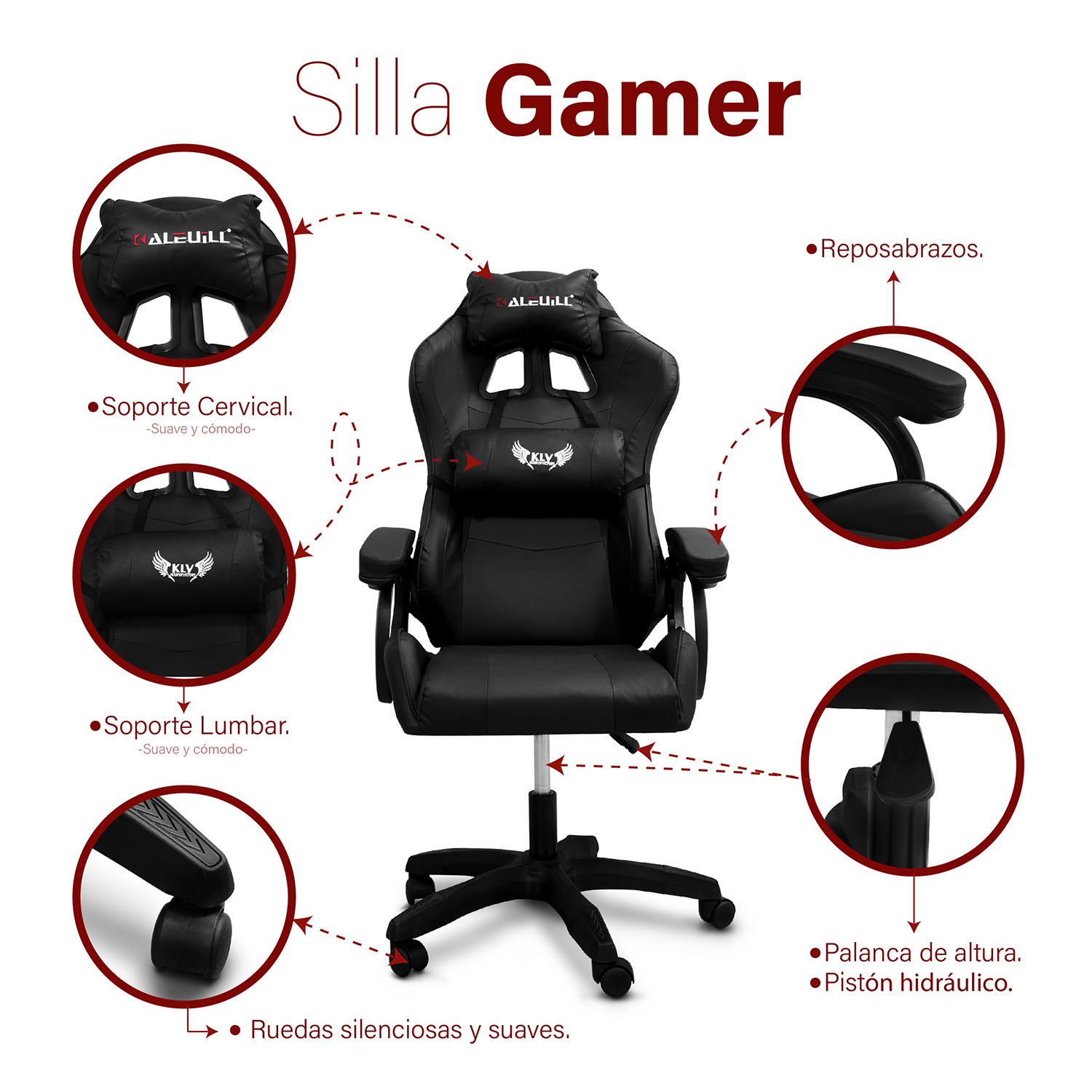 Foto 3 pulgar | Silla Gamer Color Negro Andromeda Inc Con Altura Ajustable