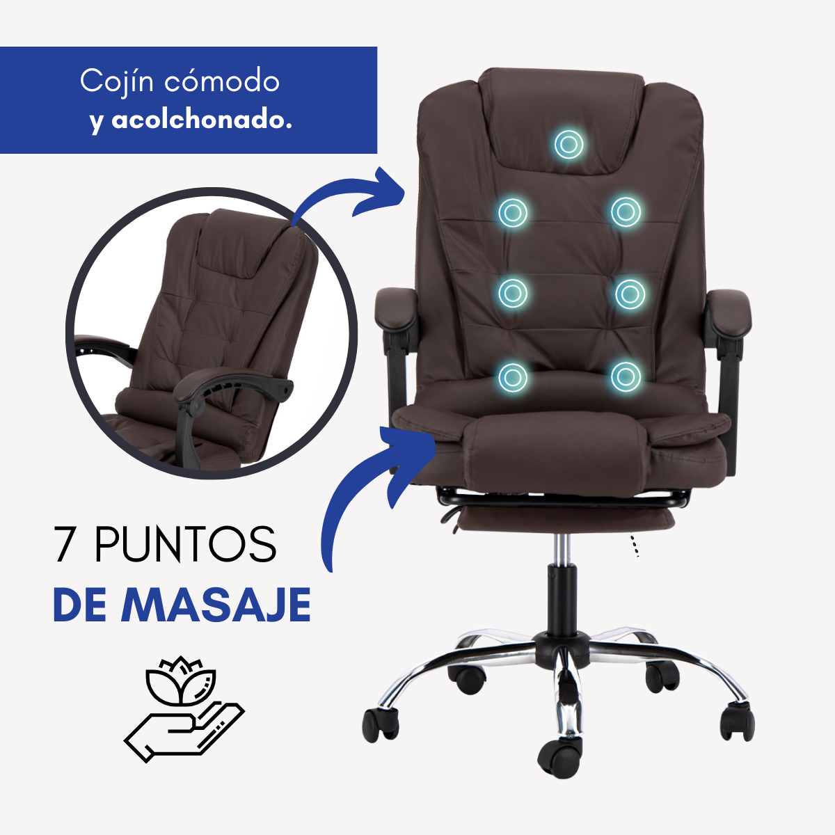 Foto 4 pulgar | Silla GSmart Ejecutiva color Marrón con 7 Puntos de Masaje