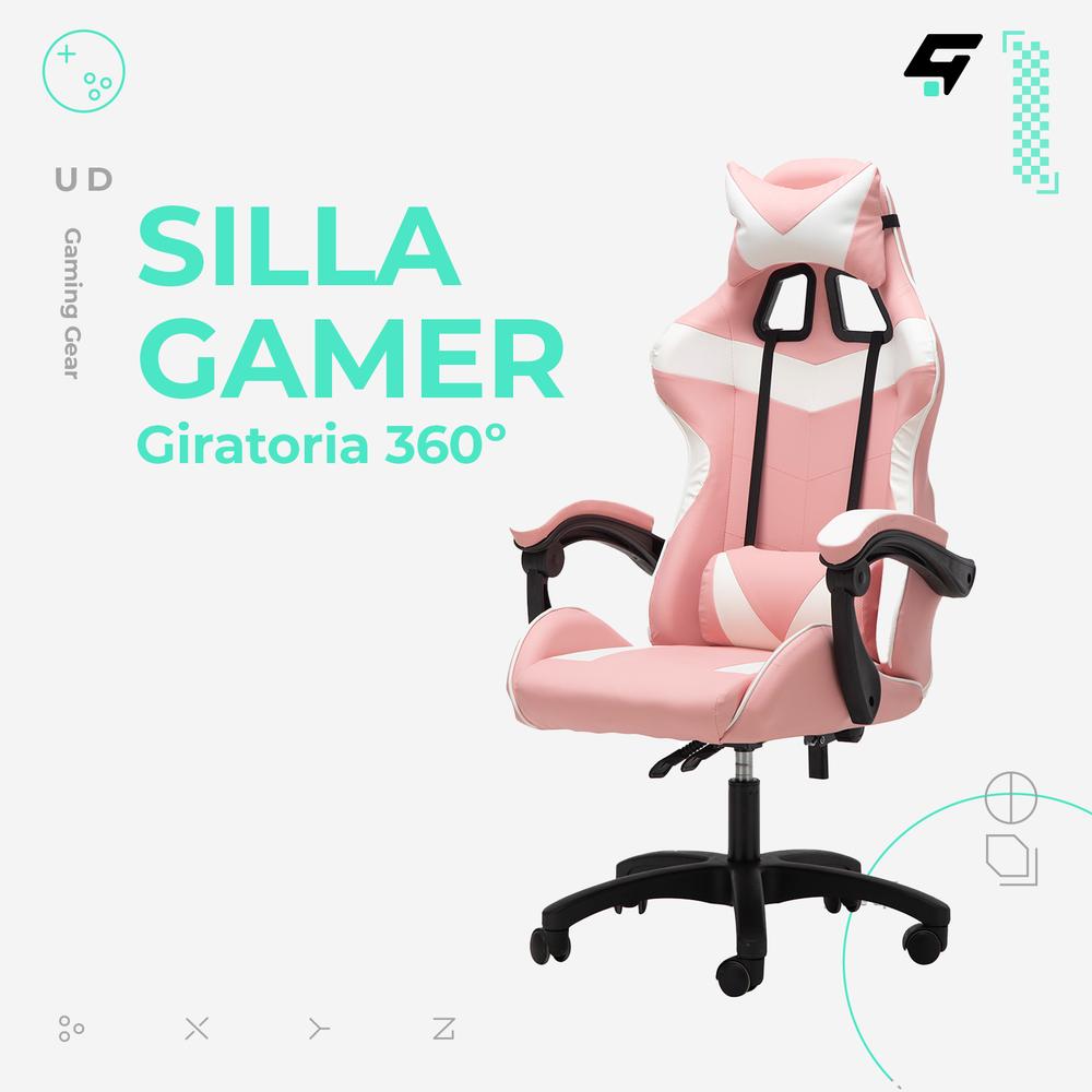 Foto 3 pulgar | Silla Gamer Ergonómica Urban Design Reclinable 135° color Rosa