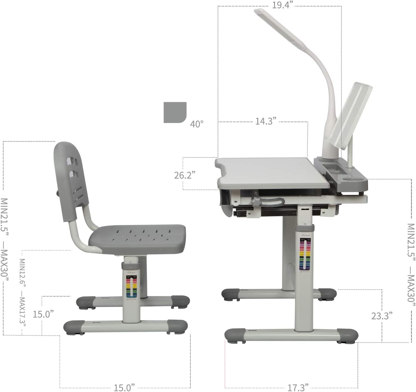 Foto 3 pulgar | Escritorios Atrápame Ergonómico Niños-niñas Color Gris