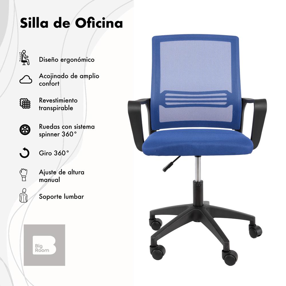 Foto 3 pulgar | Sillas de Escritorio Big Room color Azul 2 Piezas