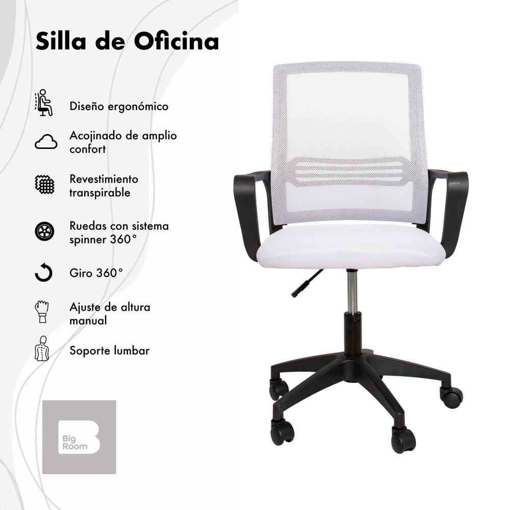 Foto 3 pulgar | Set 2 Sillas Ergonómica Big Room  Giratoria color Blanco