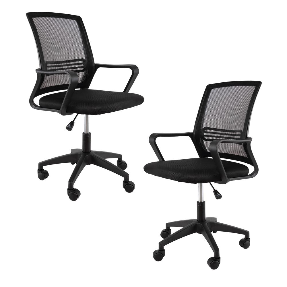 Set 2 Sillas de Escritorio Ergonómica Bi Room Giratoria color Negro