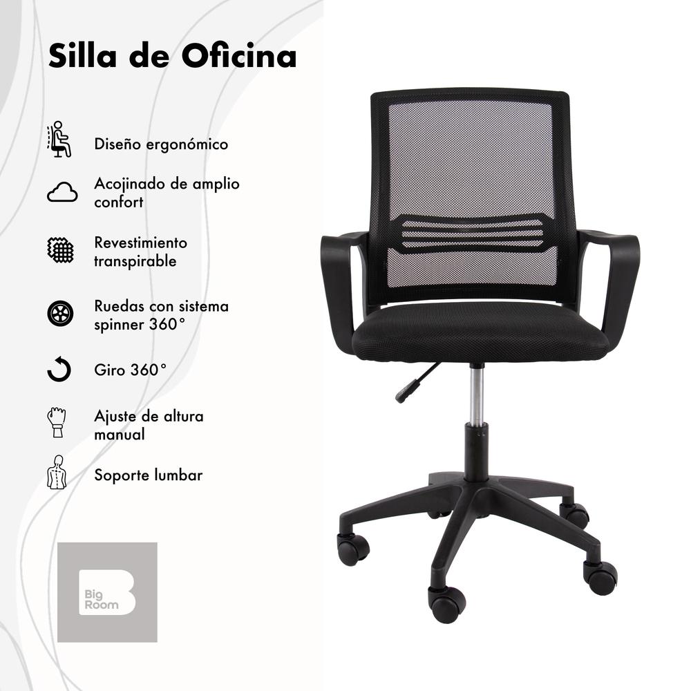 Foto 2 | Set 2 Sillas de Escritorio Ergonómica Bi Room Giratoria color Negro