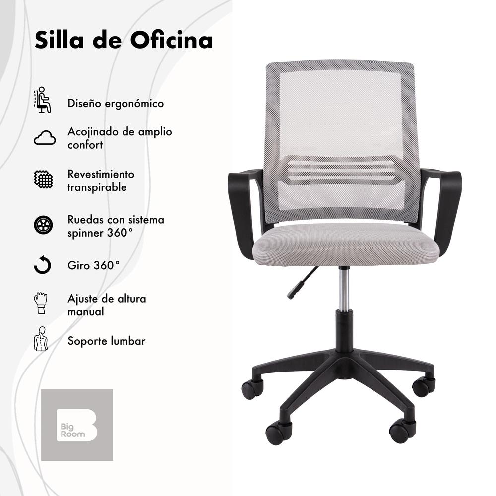 Foto 2 | Sillas de Escritorio Big Room color Gris 2 Piezas