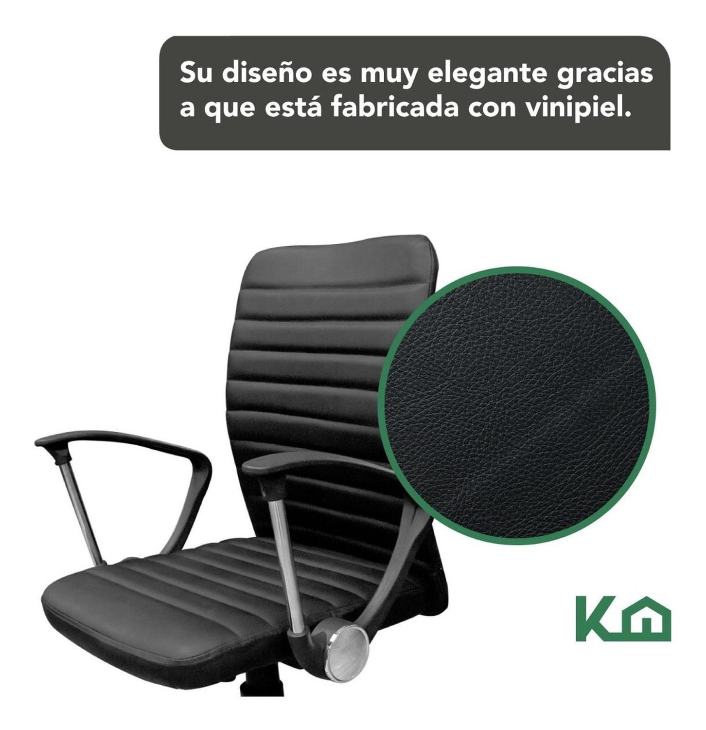 Foto 5 pulgar | Silla de Oficina KingsHouse 10161 Vinipiel color Negro