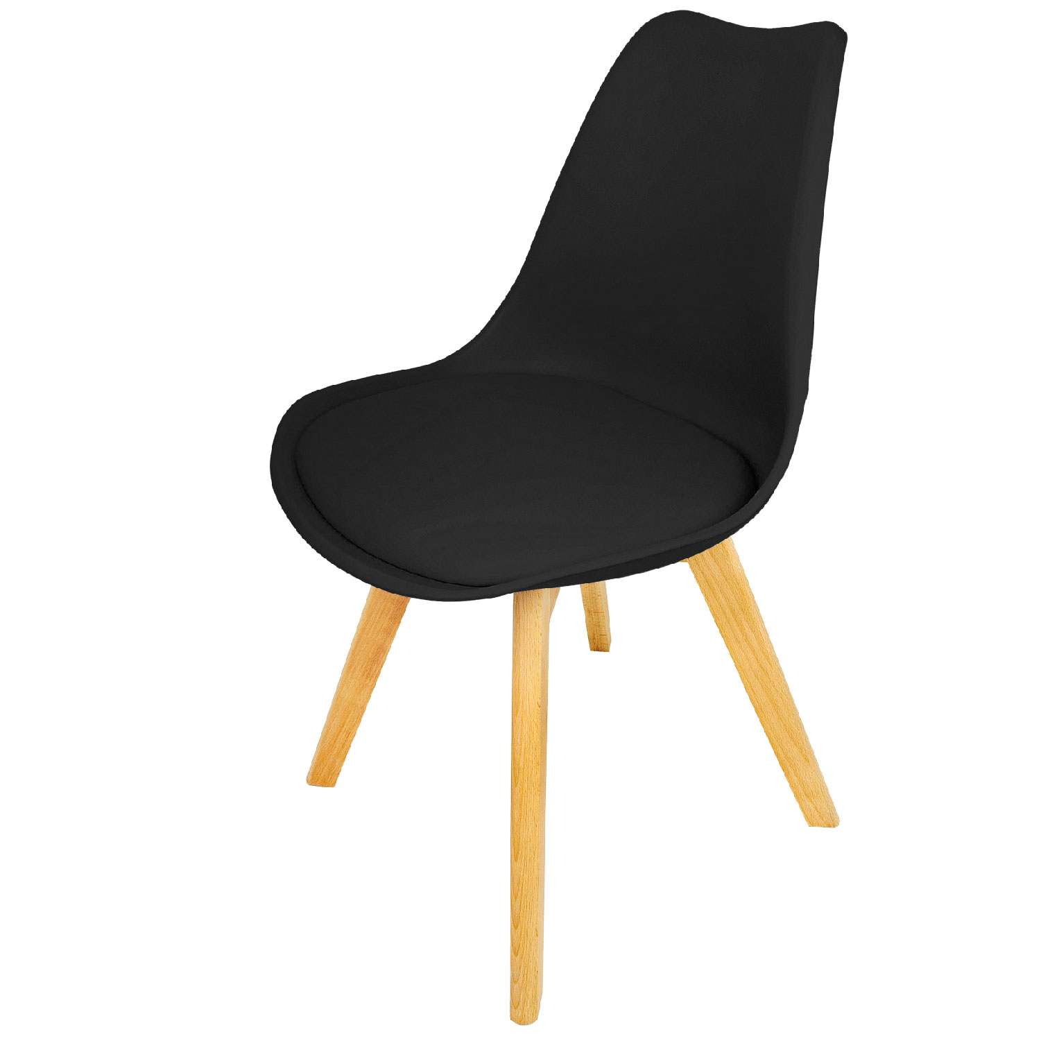 Foto 2 pulgar | Silla Tipo Eames Tulip Madera Asiento Acolchonado Vinipiel KingsHouse color Negro