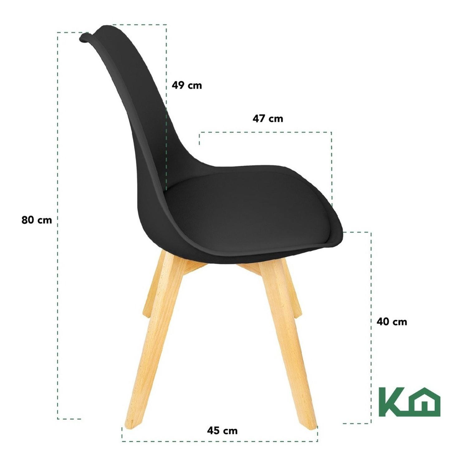 Foto 5 pulgar | Silla Tipo Eames Tulip Madera Asiento Acolchonado Vinipiel KingsHouse color Negro