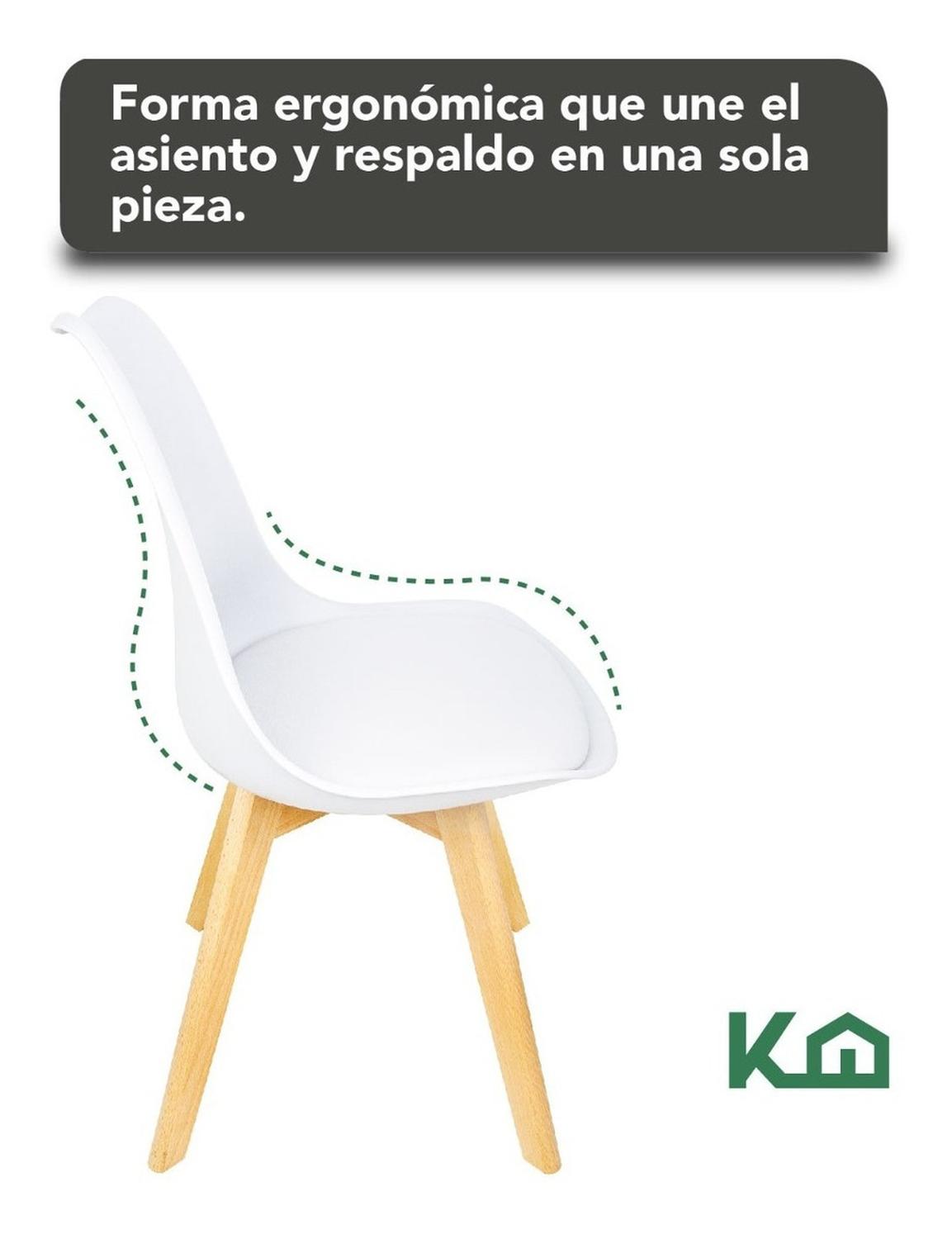 Foto 7 pulgar | Silla Tipo Eames Tulip Madera Asiento Acolchonado Vinipiel KingsHouse