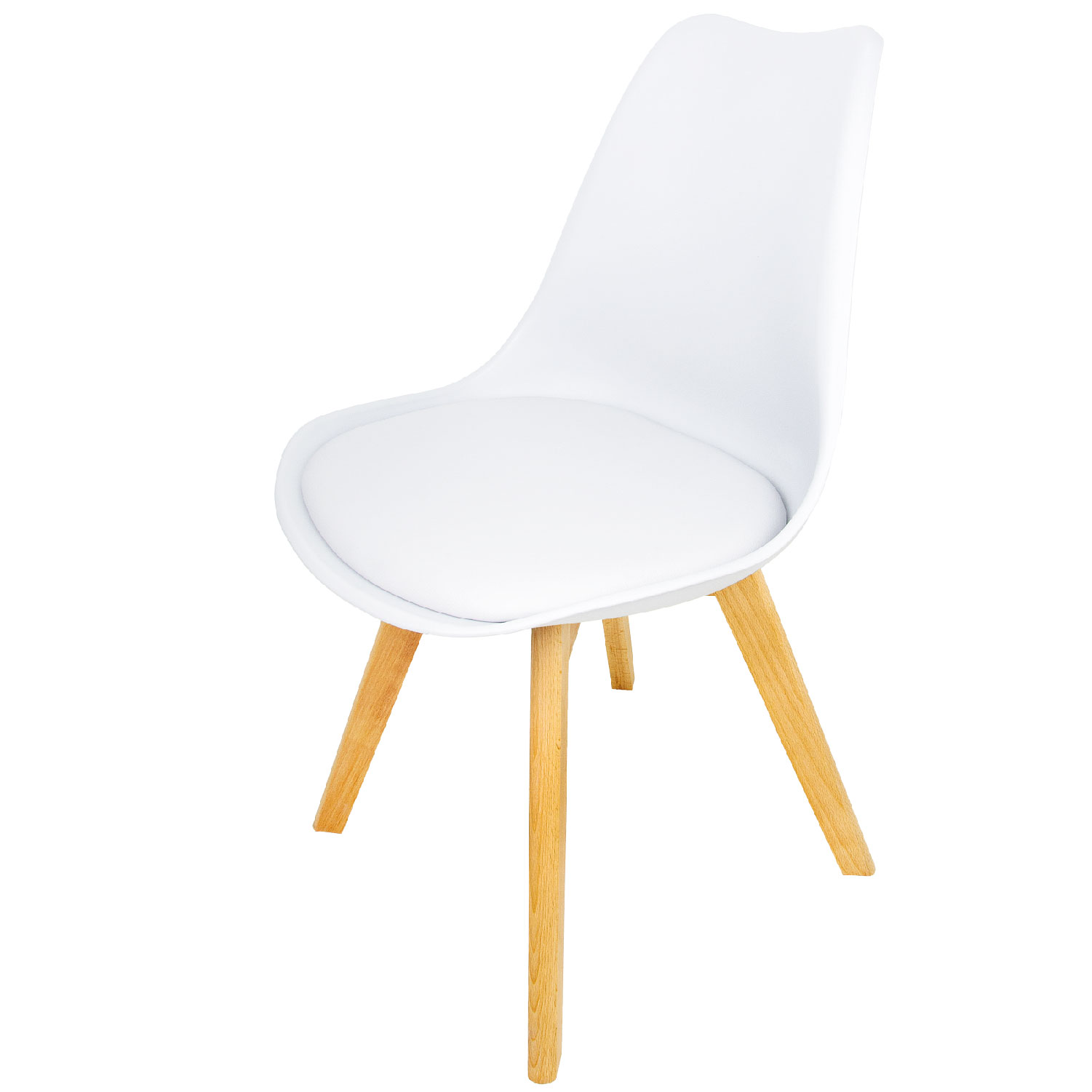 Foto 2 pulgar | Silla Tipo Eames Tulip Madera Asiento Acolchonado Vinipiel KingsHouse color Blanco