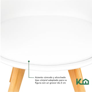 Foto 3 | Silla Tipo Eames Tulip Madera Asiento Acolchonado Vinipiel KingsHouse color Blanco