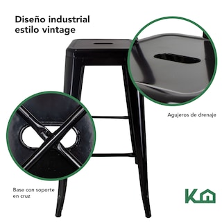 Foto 3 | Set 4 Bancos Altos Tolix KingsHouse COMBO-KH-83 color Negro Vintage Barra Comedor