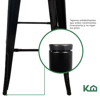 Foto 6 | Set 4 Bancos Altos Tolix KingsHouse COMBO-KH-83 color Negro Vintage Barra Comedor