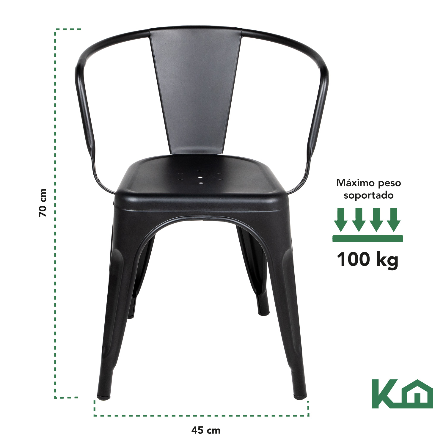 Foto 5 | Silla Tolix KingsHouse 300632 color Negro con Descansabrazos