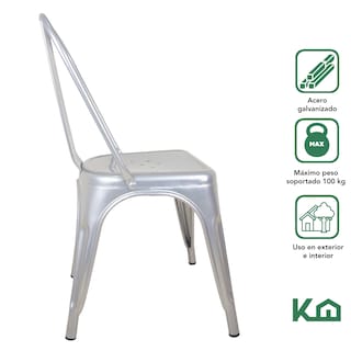 Foto 2 | Sillas Tolix KingsHouse COMBO-KH-41 color Plata 4 Piezas