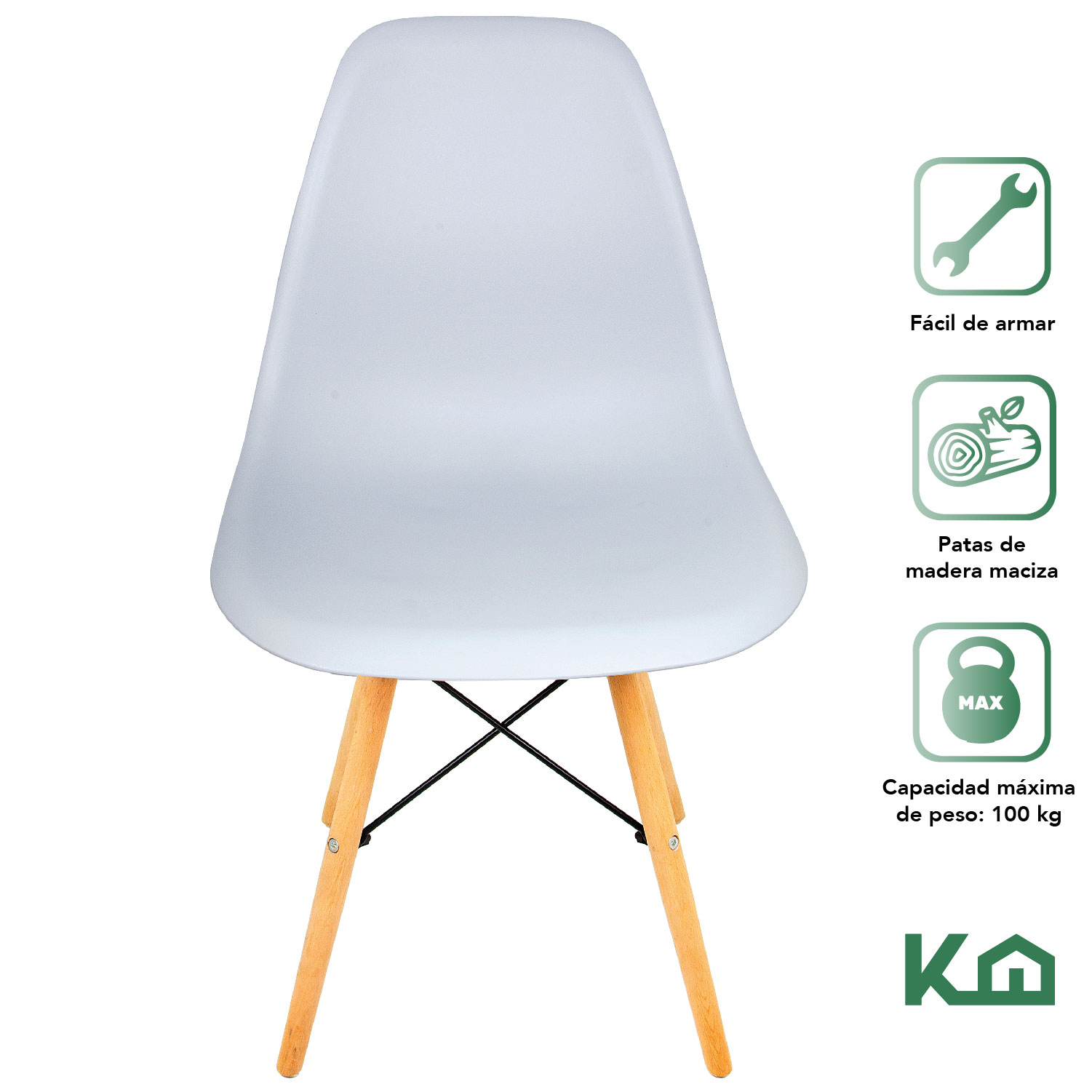 Foto 3 pulgar | Silla Eames KingsHouse COMBO-KH-24 color Gris 2 Piezas