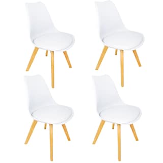 Foto 1 | Silla Tipo Eames KingsHouse COMBO-KH-13 color Blanco Patas de Madera Asiento Acolchonado Set 4 PZAS