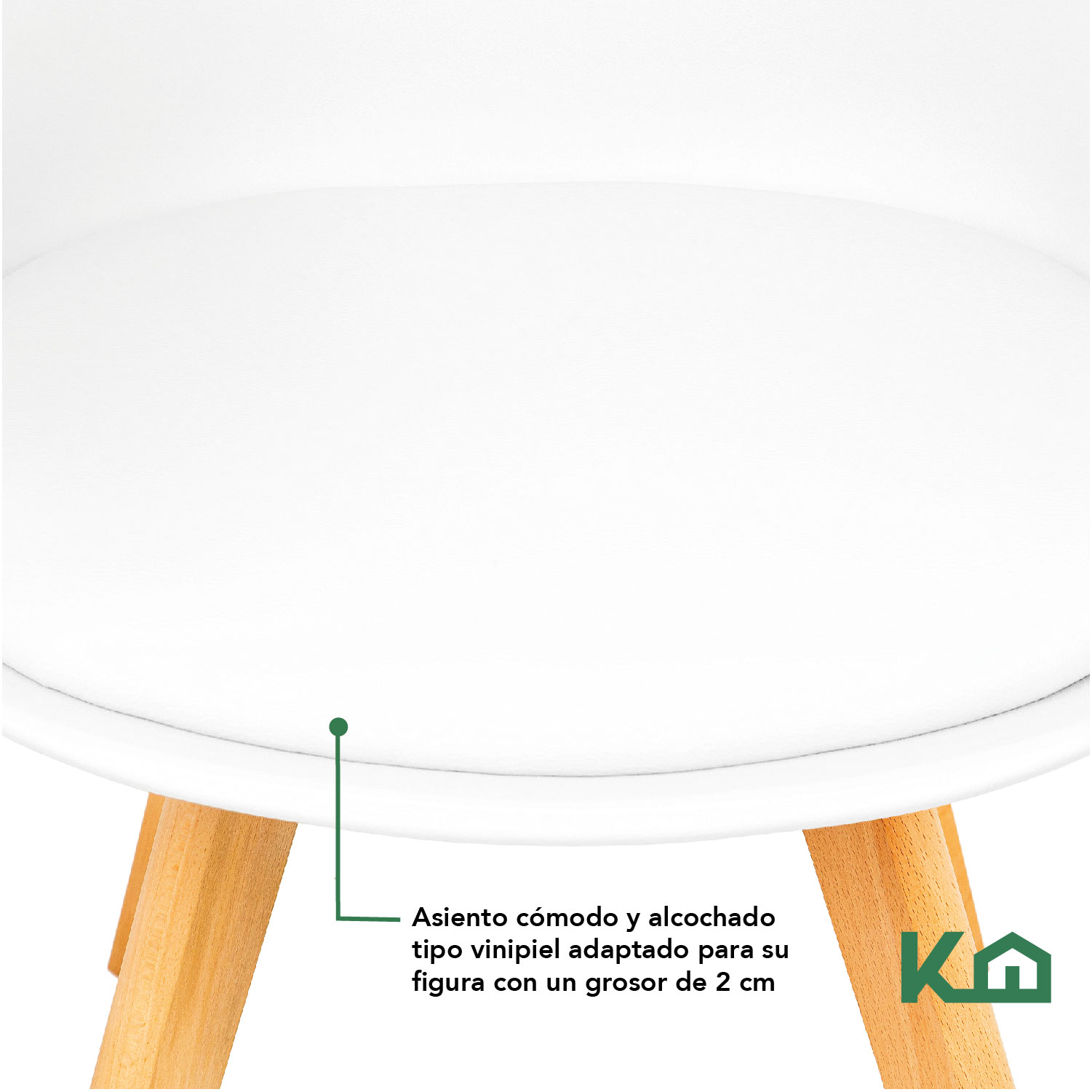 Foto 4 pulgar | Silla Tipo Eames KingsHouse COMBO-KH-13 color Blanco Patas de Madera Asiento Acolchonado Set 4 PZAS