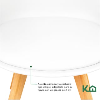 Foto 3 | Silla Tipo Eames KingsHouse COMBO-KH-13 color Blanco Patas de Madera Asiento Acolchonado Set 4 PZAS