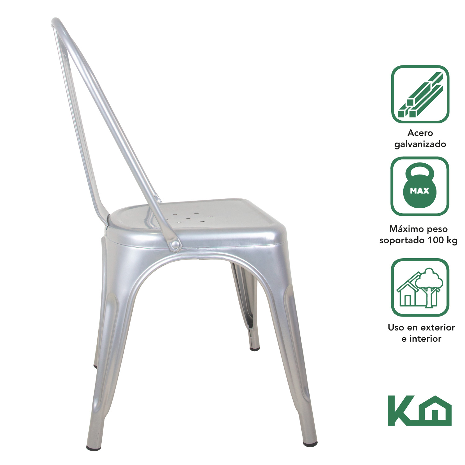 Foto 3 pulgar | Silla Tolix KingsHouse 300559 color Gris