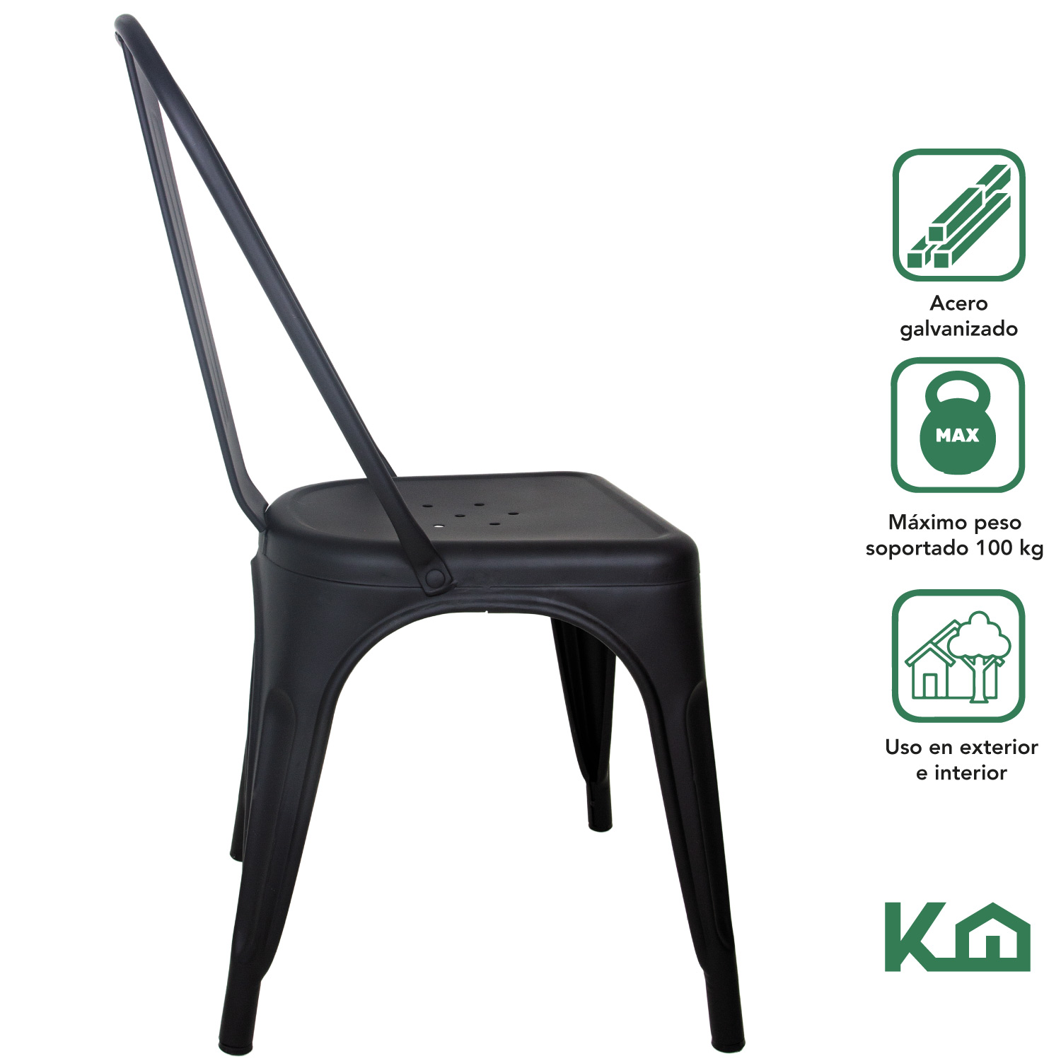 Foto 2 | Silla Tolix KingsHouse 300501 color Negro