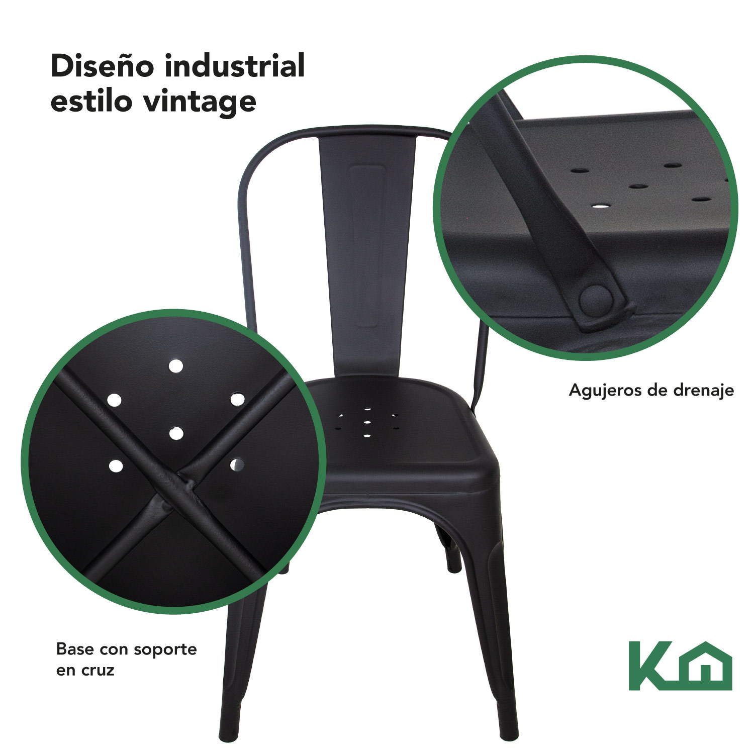 Foto 4 pulgar | Silla Tolix KingsHouse 300501 color Negro