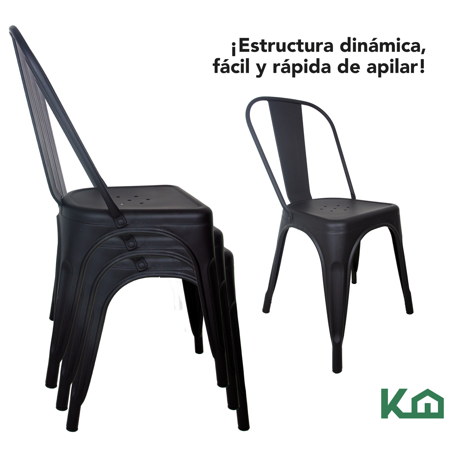 Foto 5 pulgar | Silla Tolix KingsHouse 300501 color Negro