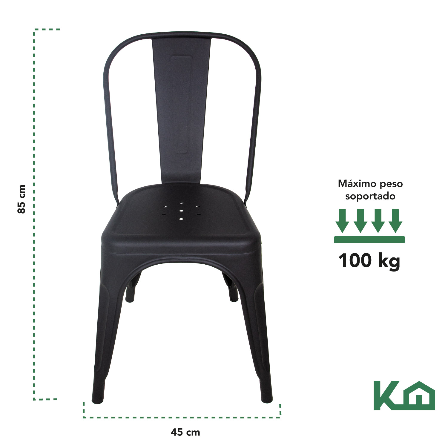 Foto 6 pulgar | Silla Tolix KingsHouse 300501 color Negro