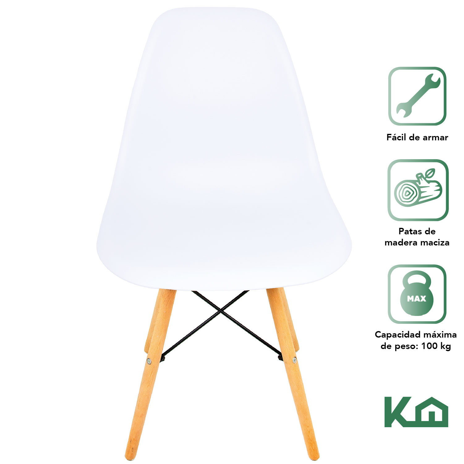 Foto 3 pulgar | Sillas Eames KingsHouse COMBO-KH-18 color Blanco 2 Piezas