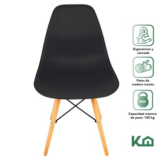 Foto 2 | Silla para Comedor KingsHouse 300546 color Negro Moderna Vintaje Tipo Eames Minimalista