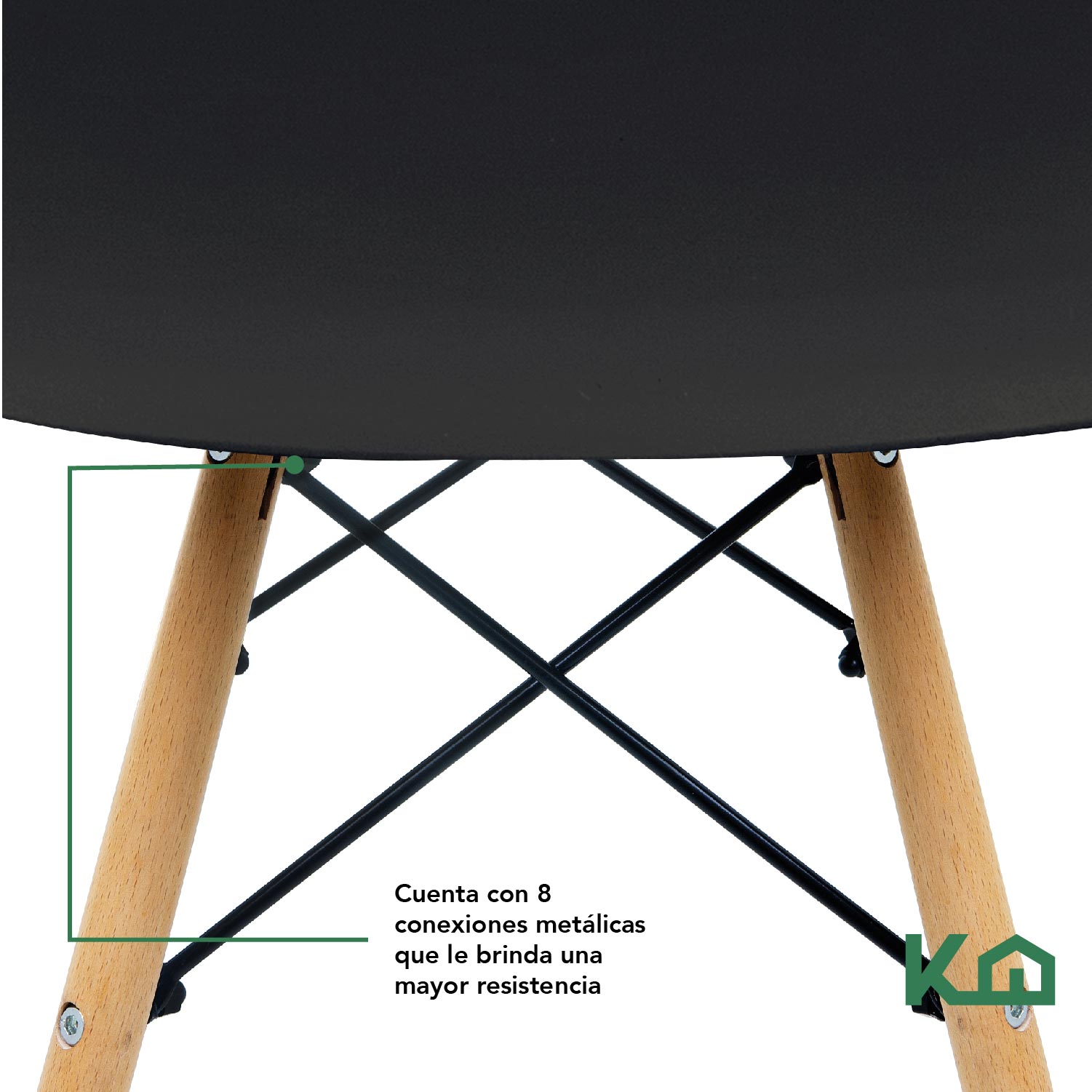 Foto 3 | Silla para Comedor KingsHouse 300546 color Negro Moderna Vintaje Tipo Eames Minimalista