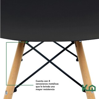 Foto 3 | Silla para Comedor KingsHouse 300546 color Negro Moderna Vintaje Tipo Eames Minimalista