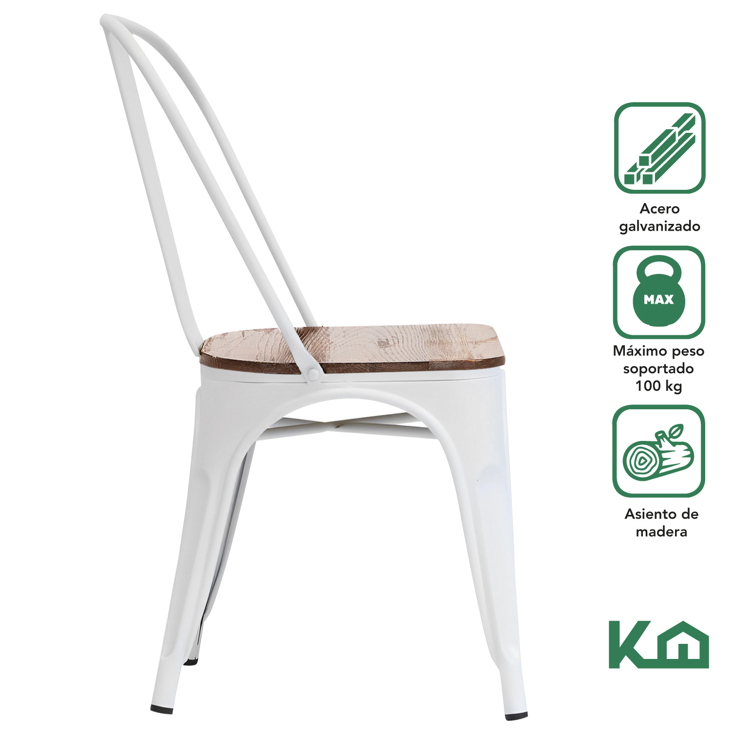 Foto 3 pulgar | Silla Tolix KingsHouse 300252 color Blanco