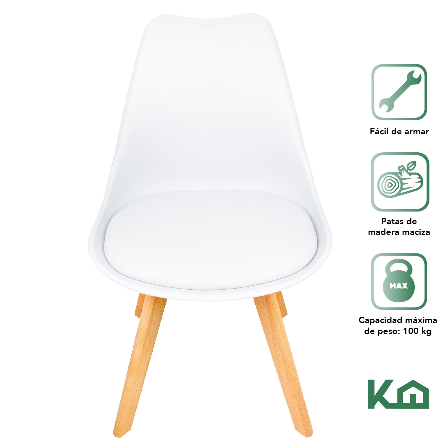 Foto 3 pulgar | Silla Eames KingsHouse COMBO-KH-12 color Blanco 2 Piezas