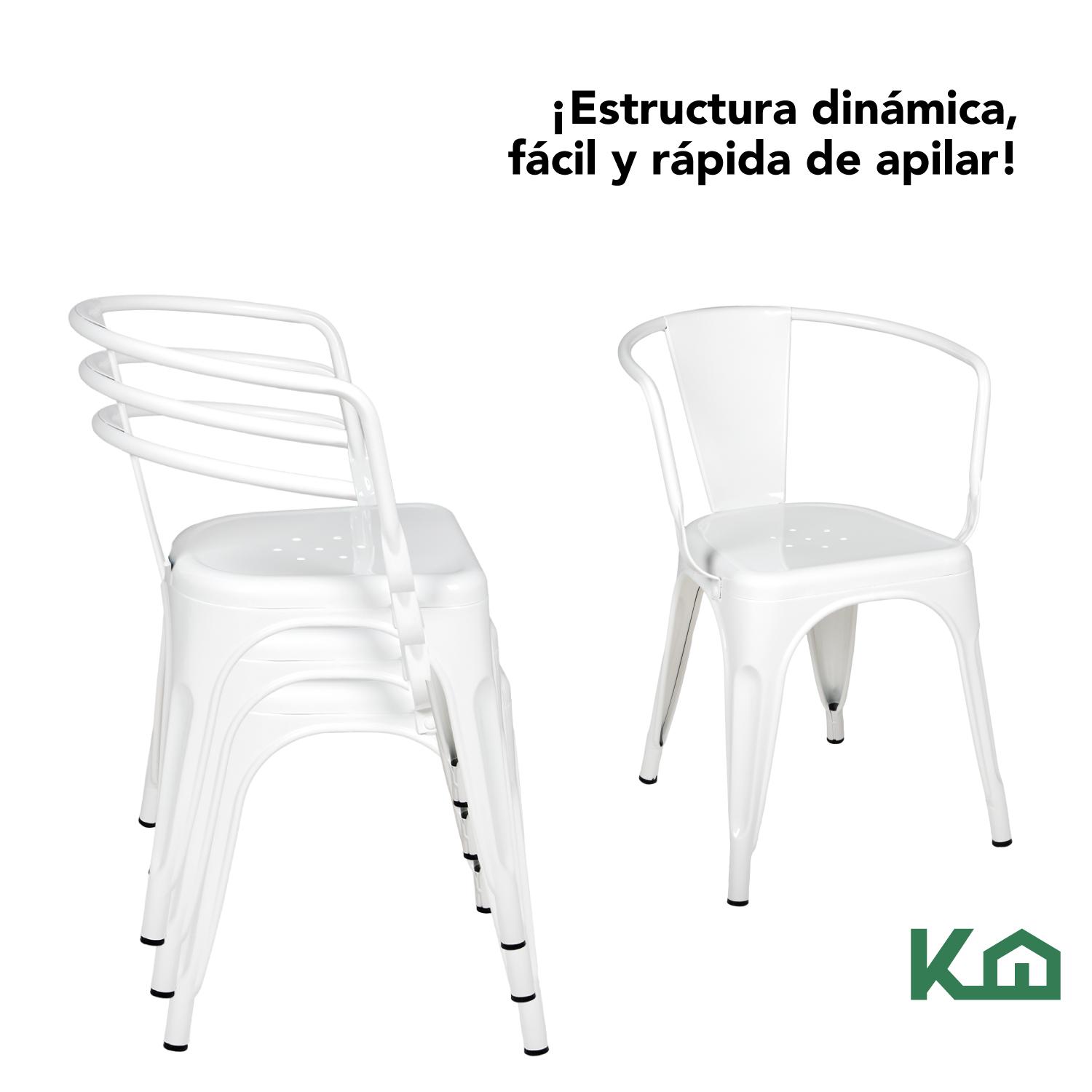 Foto 5 pulgar | Silla Tolix KingsHouse 300633 color Blanco de Acero Metálica con Descansabrazos